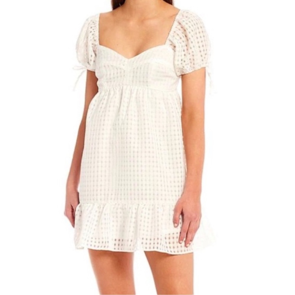 NWT Allison & Kelly White Eyelet Puff Sleeve Dress Size L